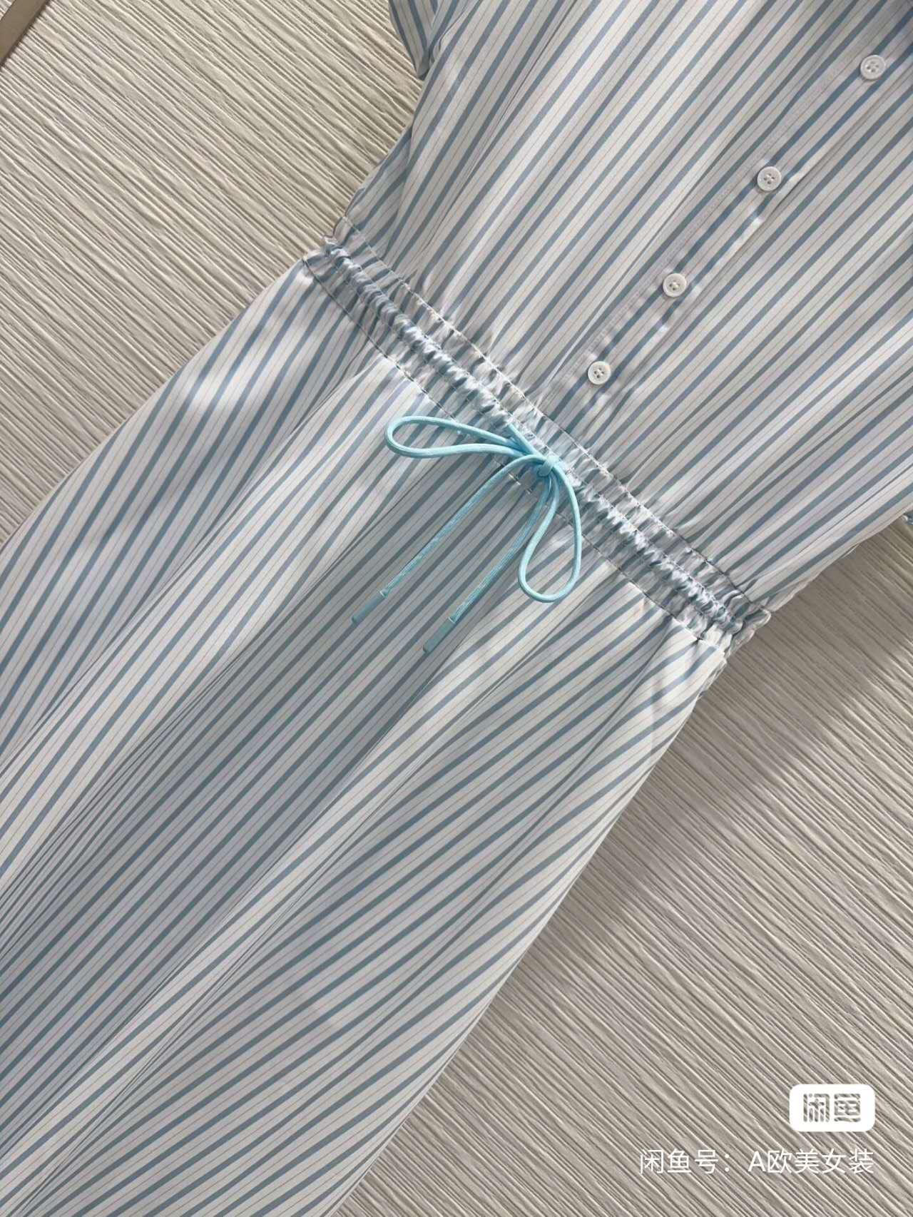 Striped Drawstring Shirt Dress 👗✨ (High Quality)