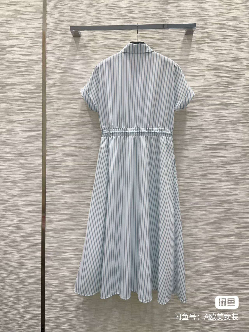 Striped Drawstring Shirt Dress 👗✨ (High Quality)