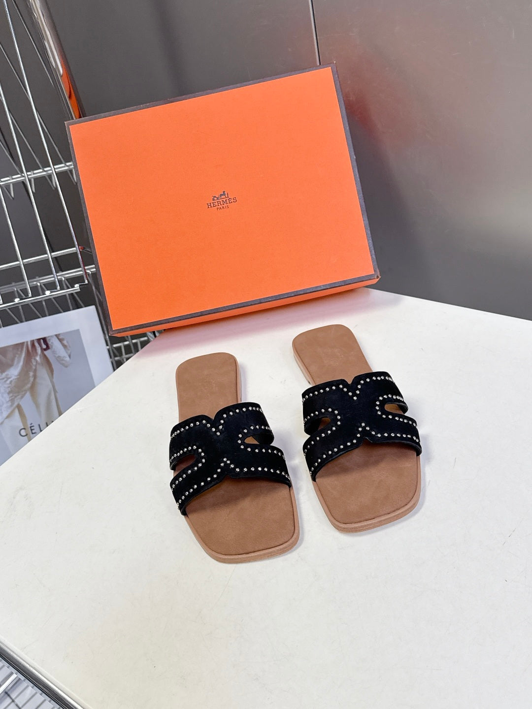 Square-Toe Signature Strap Flat Mule
