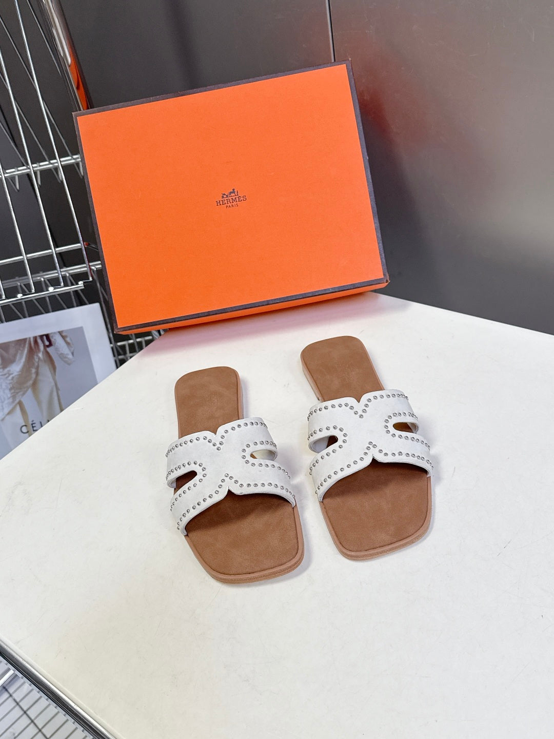 Square-Toe Signature Strap Flat Mule