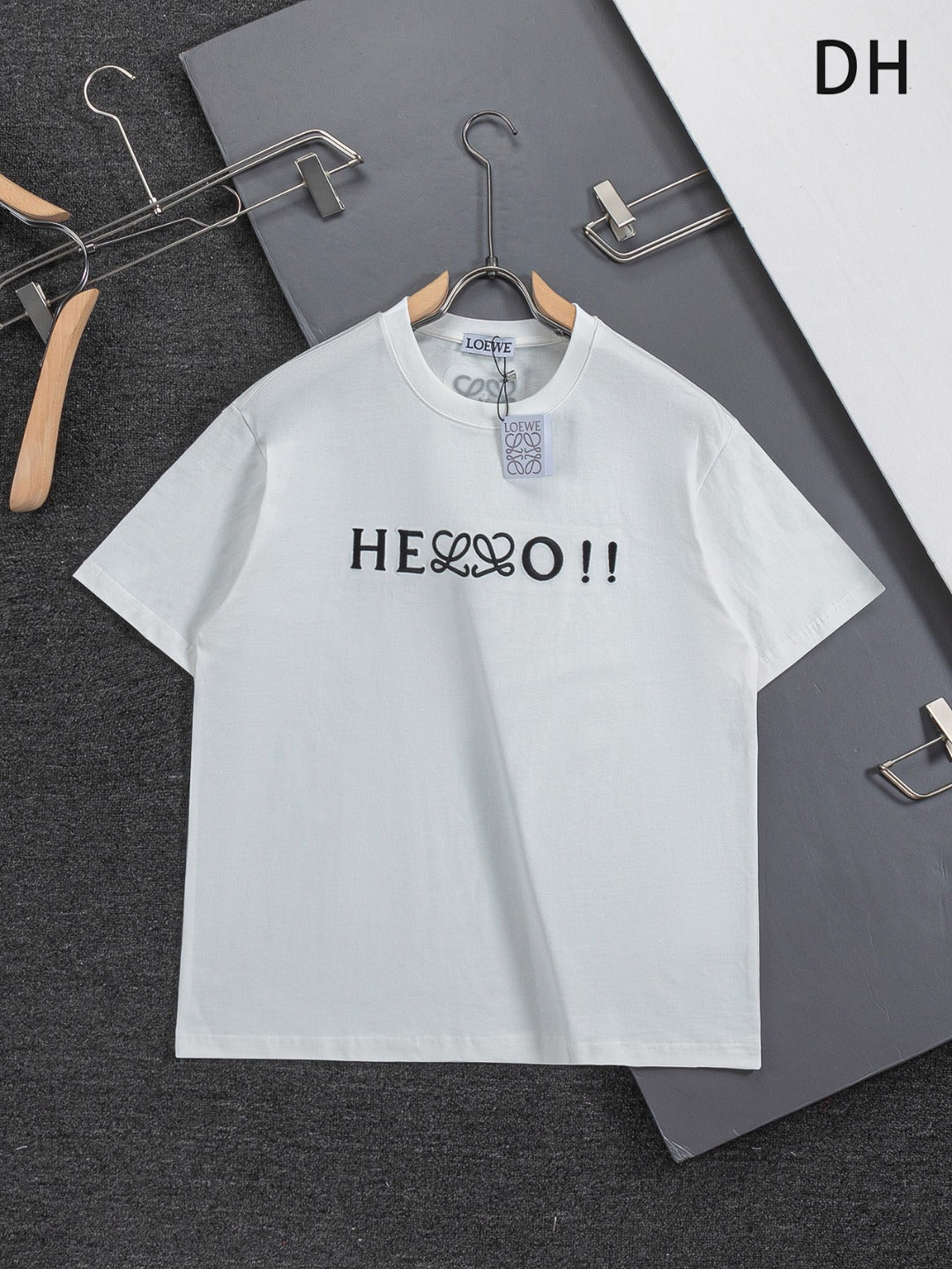 HELLO Logo Embroidered Tee | 2026 SS | Black & White