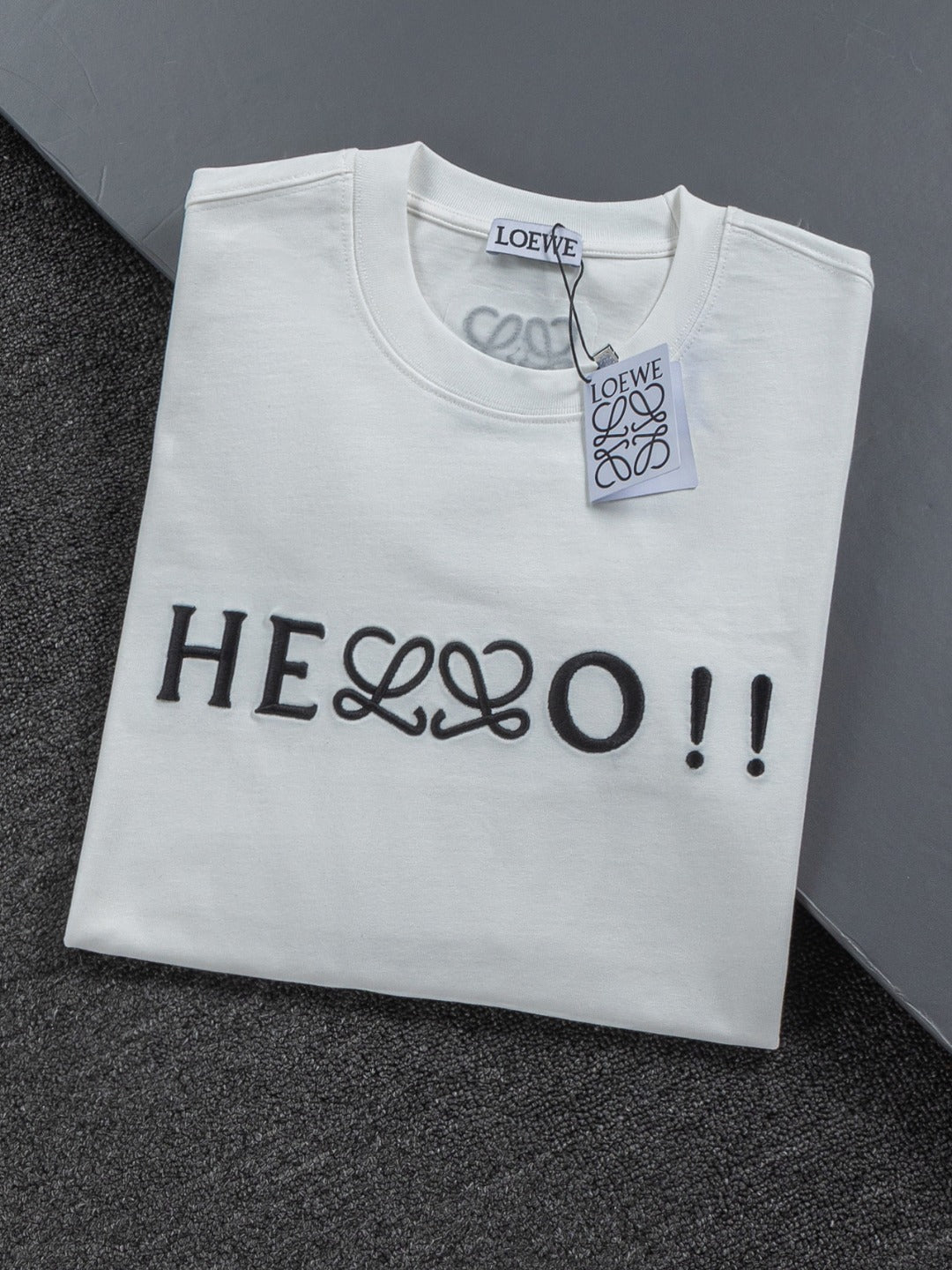 HELLO Logo Embroidered Tee | 2026 SS | Black & White