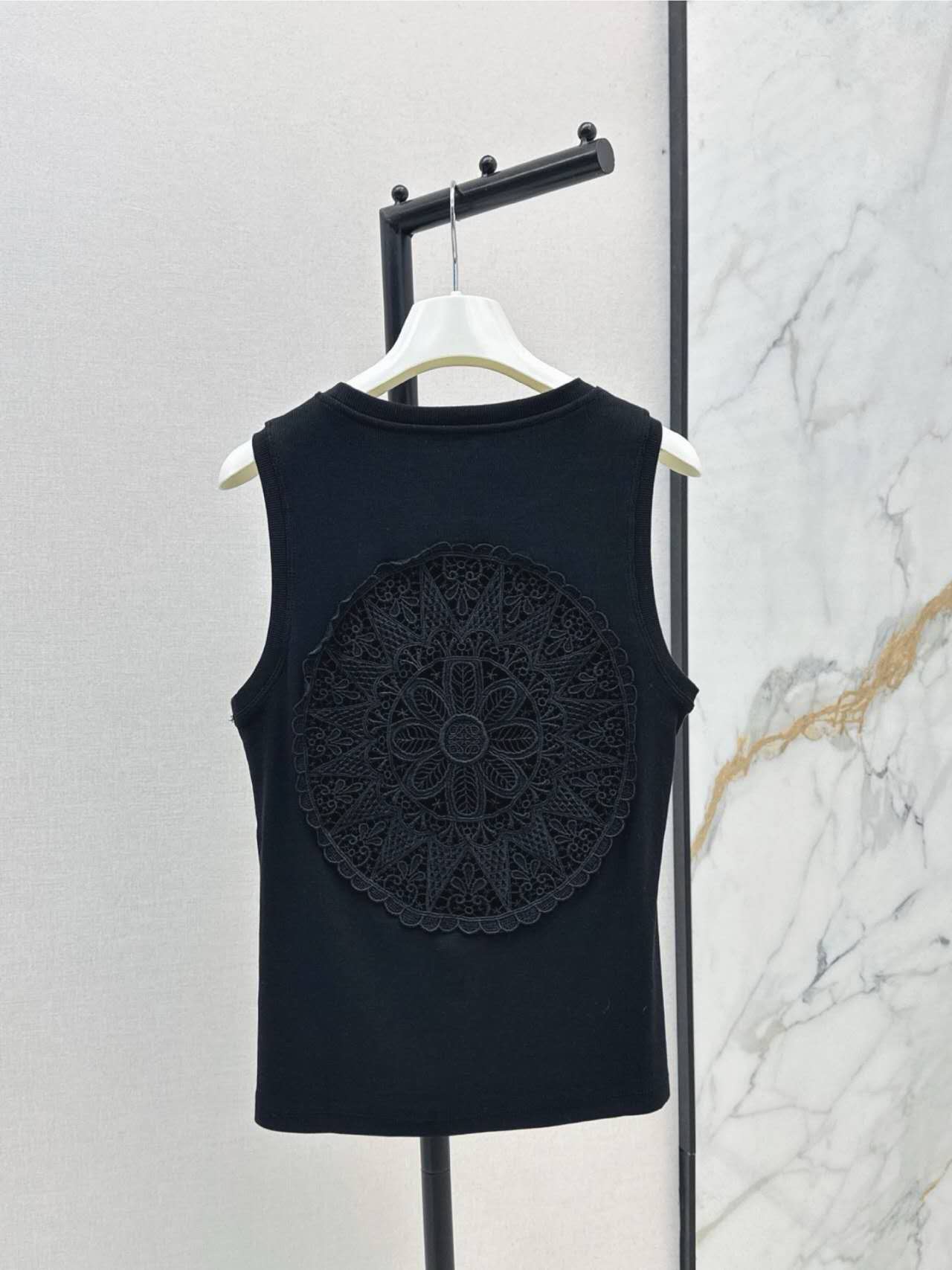 Embroidery Lace Back Tank Top