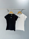 Letter Embroidered Slim Fit Tee