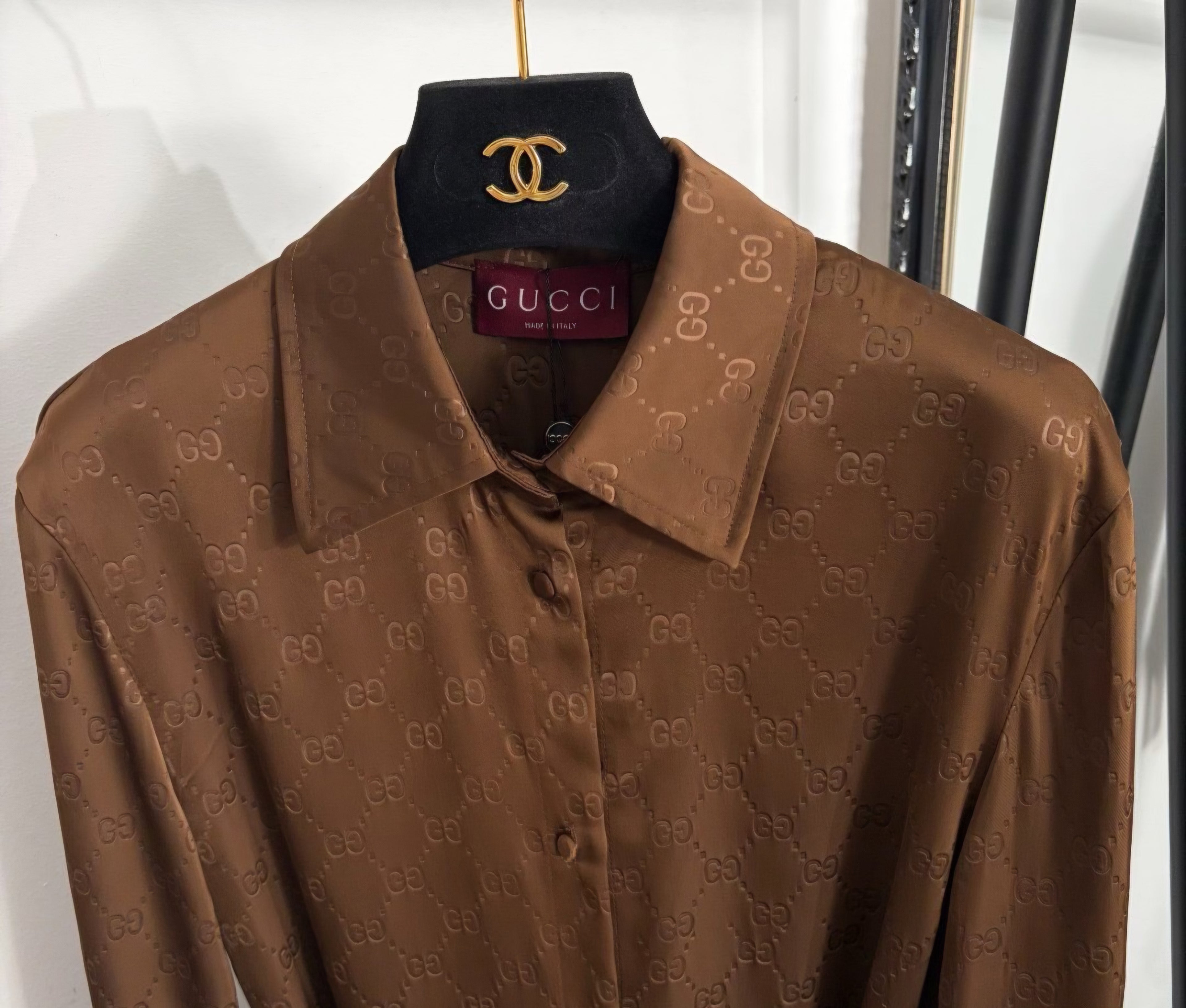 Monogram Belted Shirt Dress | Brown &amp; Yellow | S · M · L