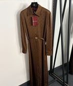 Monogram Belted Shirt Dress | Brown &amp; Yellow | S · M · L