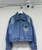 Triangle Logo High-Waist Denim Jacket | S · M · L