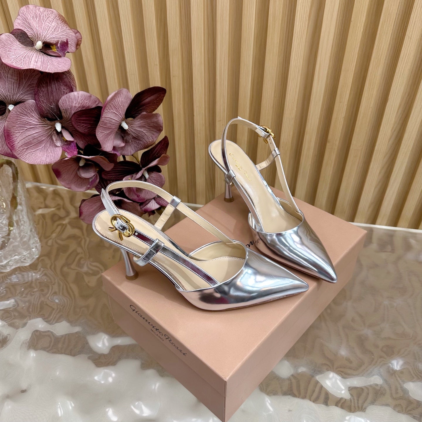 Pointed Toe Heeled Sandal | 2025 | Calfskin · Lambskin | 8.5cm Heel