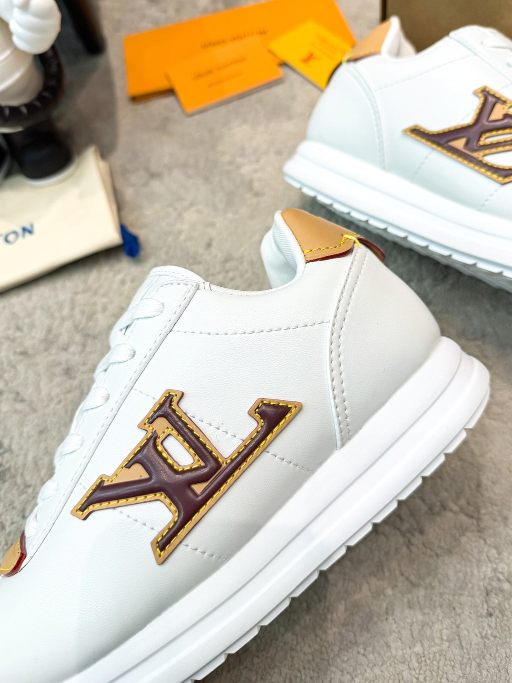 Thick Sole Logo Sneakers | Unisex Couple Style | Calfskin Leather