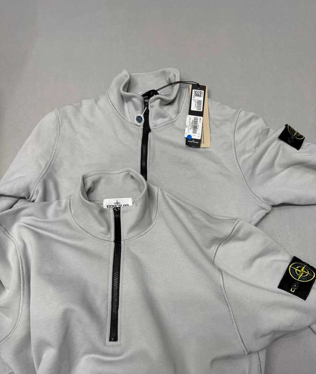 Half-Zip High-Neck Cotton Terry Sweatshirt