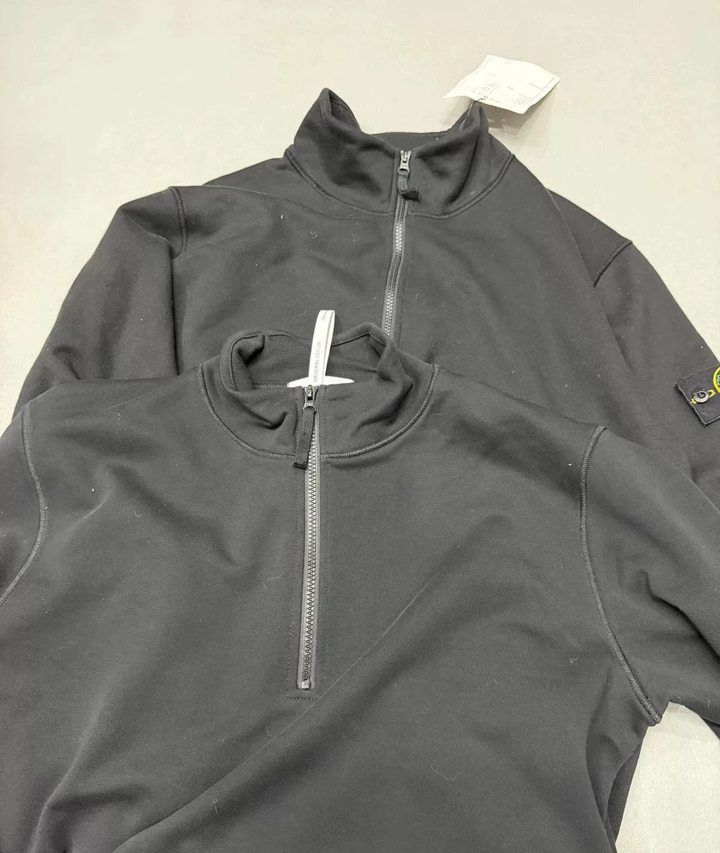 Half-Zip High-Neck Cotton Terry Sweatshirt