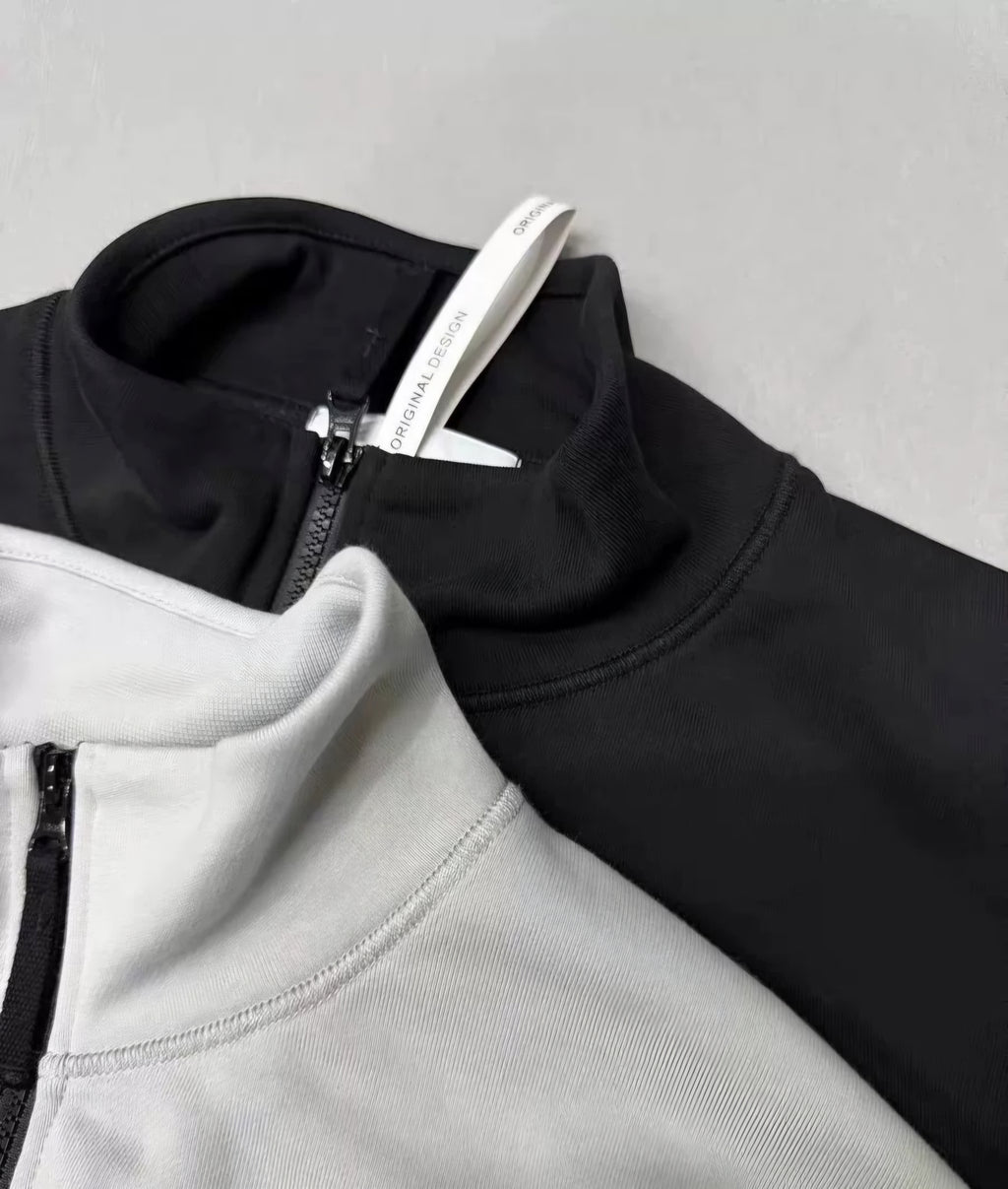 Half-Zip High-Neck Cotton Terry Sweatshirt