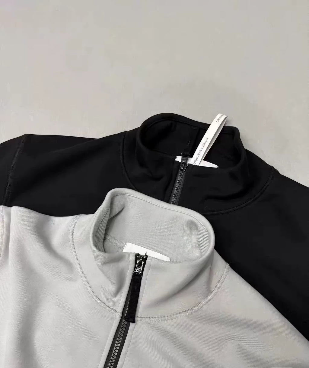 Half-Zip High-Neck Cotton Terry Sweatshirt