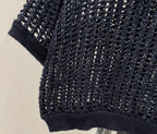 2026 Early Autumn Open-Knit Polo Shirt
