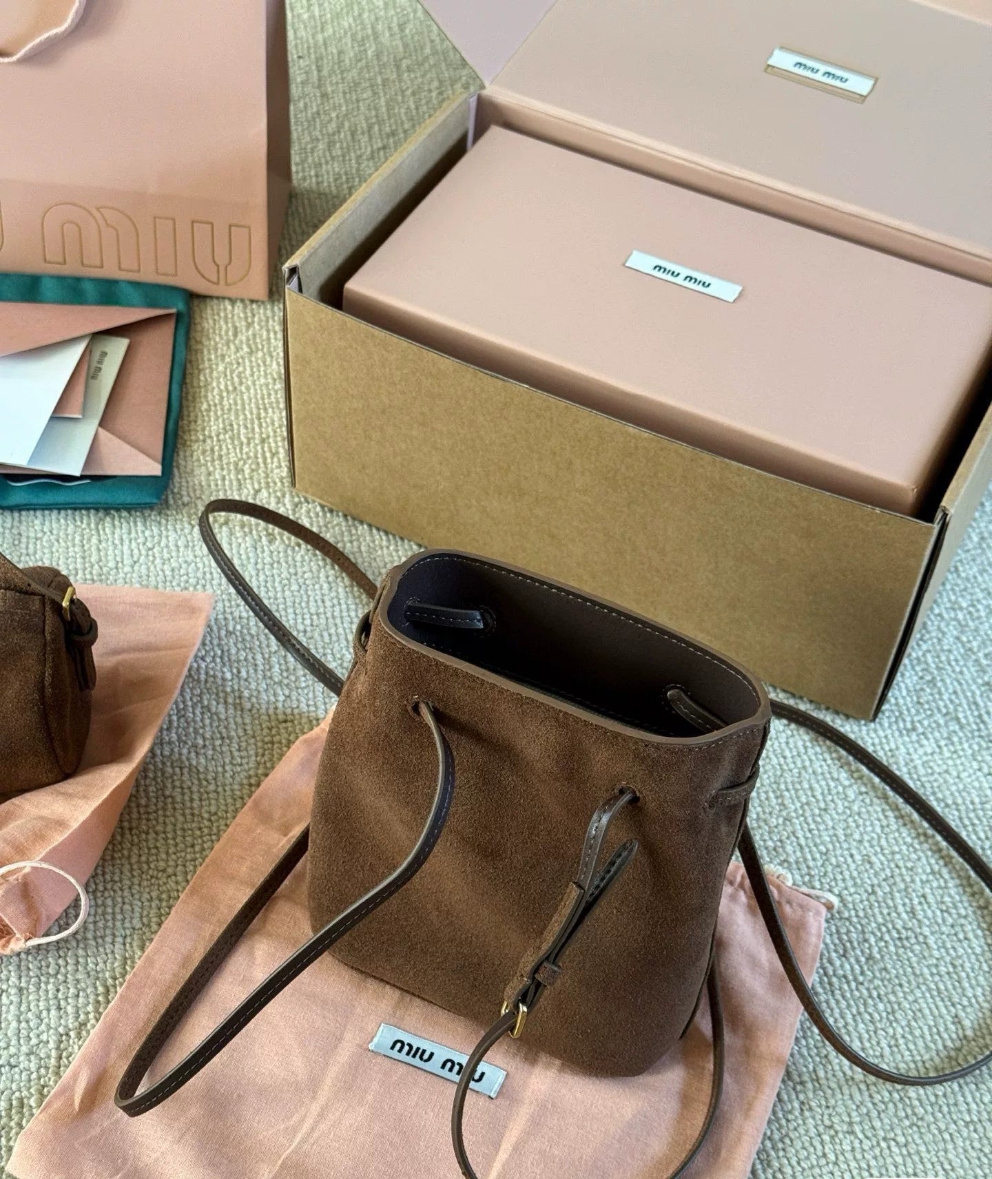 MM Suede Bucket Bag