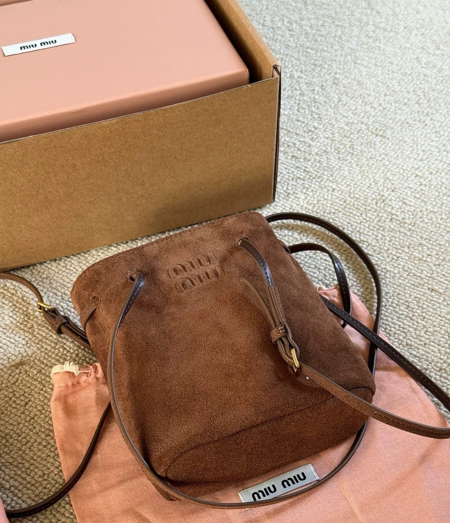 MM Suede Bucket Bag
