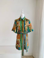 2026 SS Stripe Floral Patchwork Shirt Dress