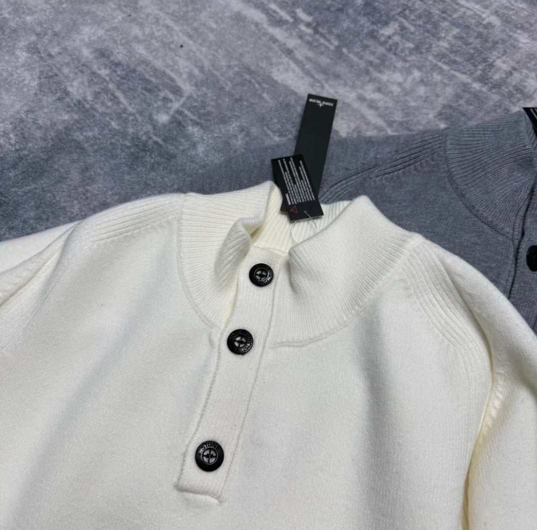 3-Button Knit Pullover Sweater
