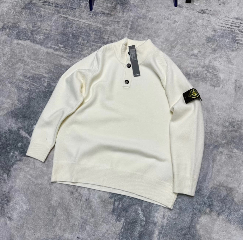 3-Button Knit Pullover Sweater