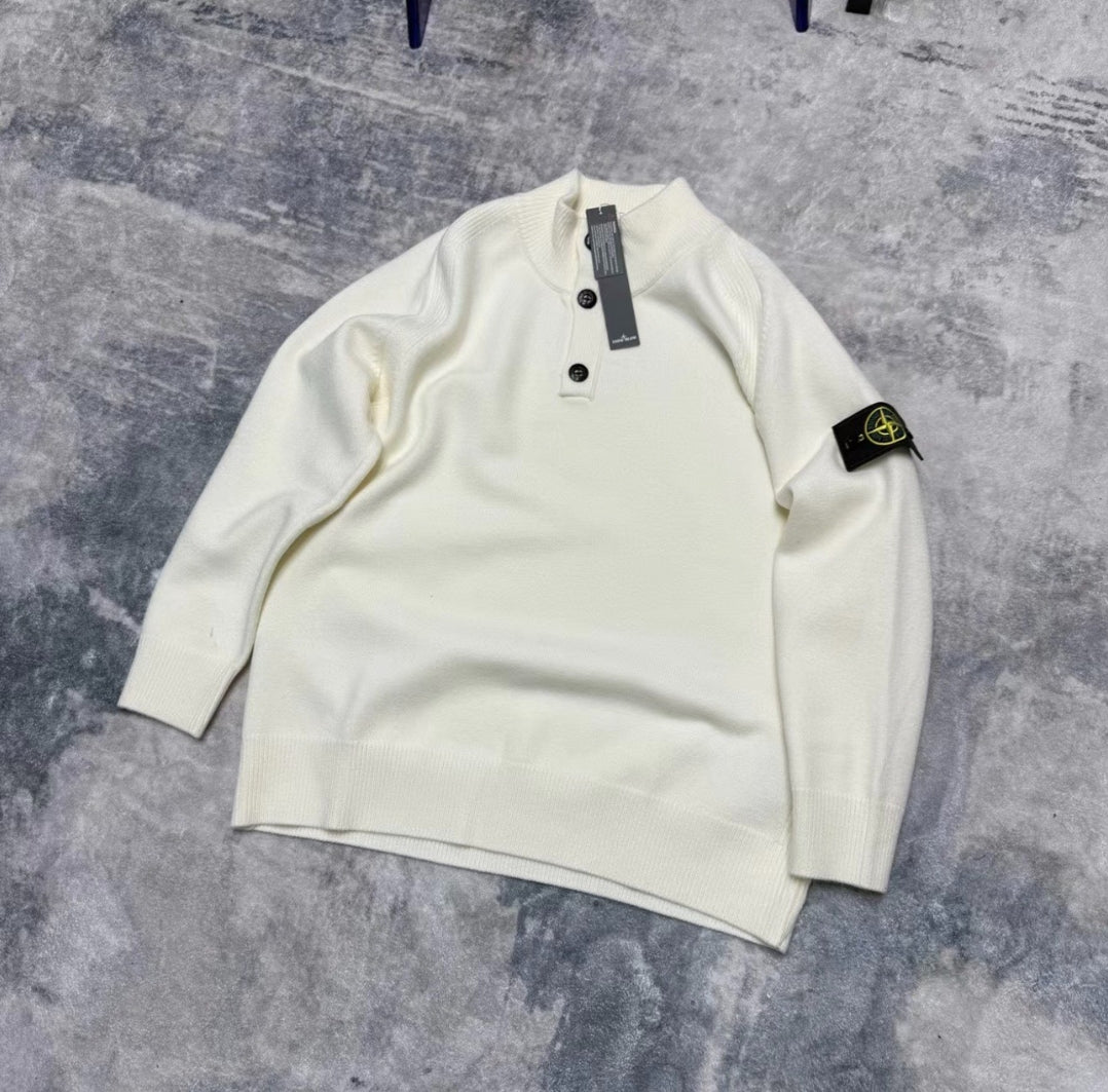 3-Button Knit Pullover Sweater