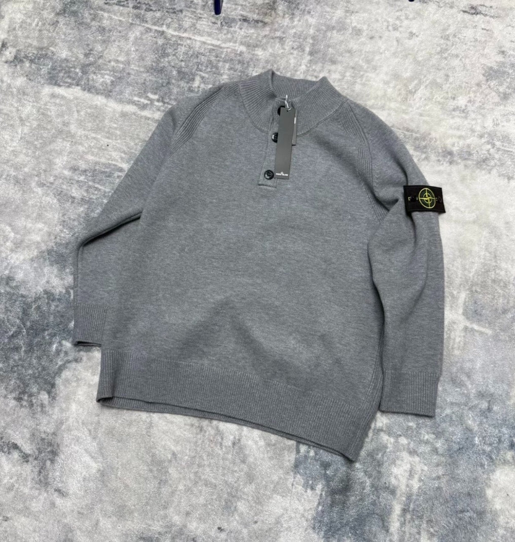3-Button Knit Pullover Sweater