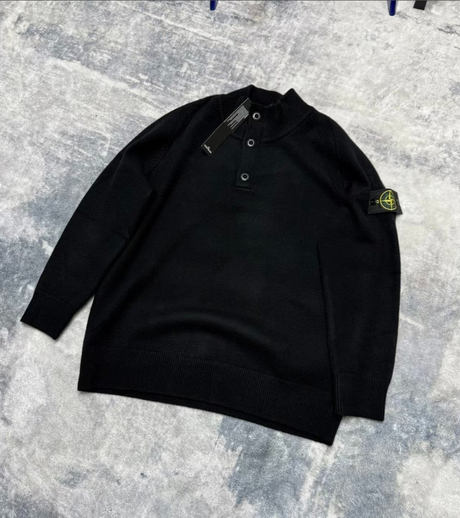3-Button Knit Pullover Sweater