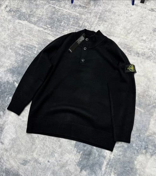 3-Button Knit Pullover Sweater