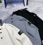 3-Button Knit Pullover Sweater