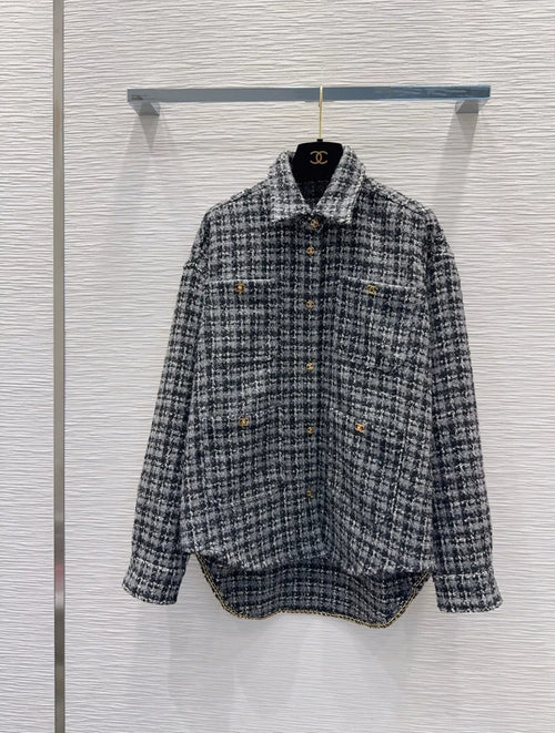 Contrast Check Logo Button Shirt Jacket | 2026