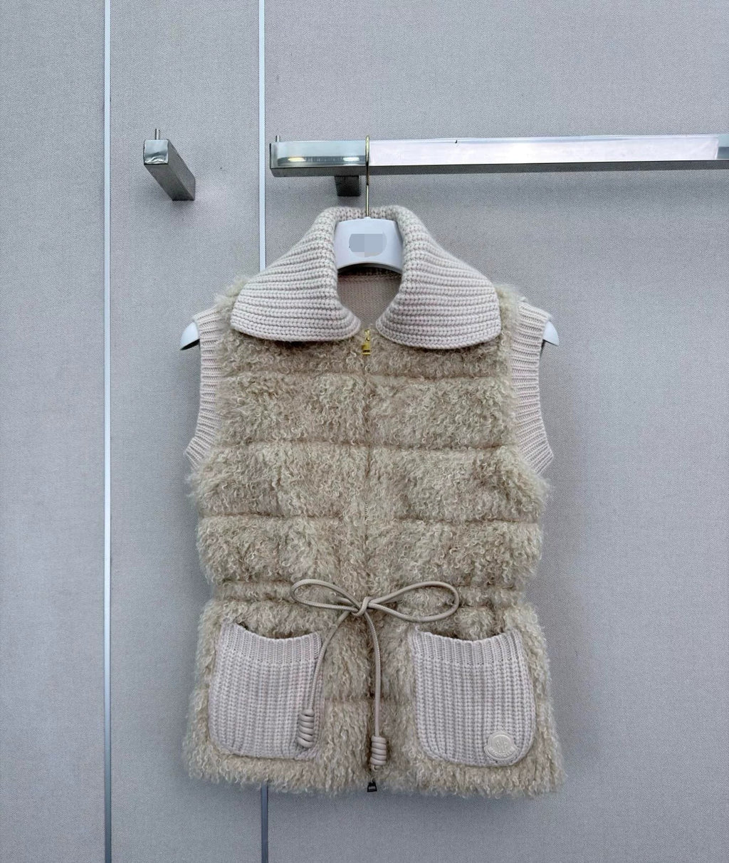 Shearling & Knit Collar Down Vest