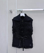 Shearling & Knit Collar Down Vest
