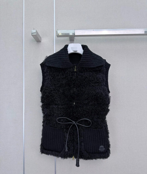 Shearling & Knit Collar Down Vest