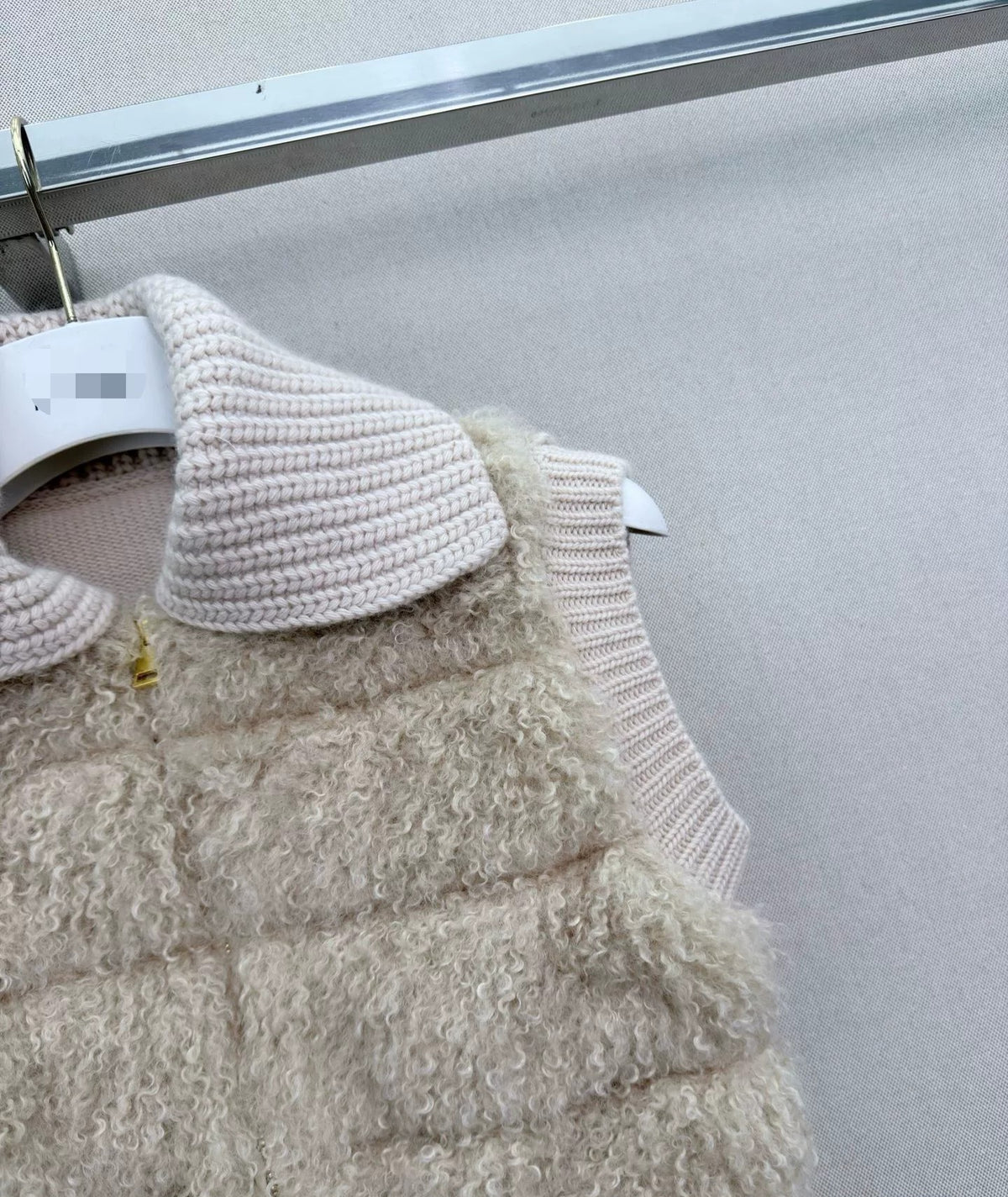 Shearling & Knit Collar Down Vest