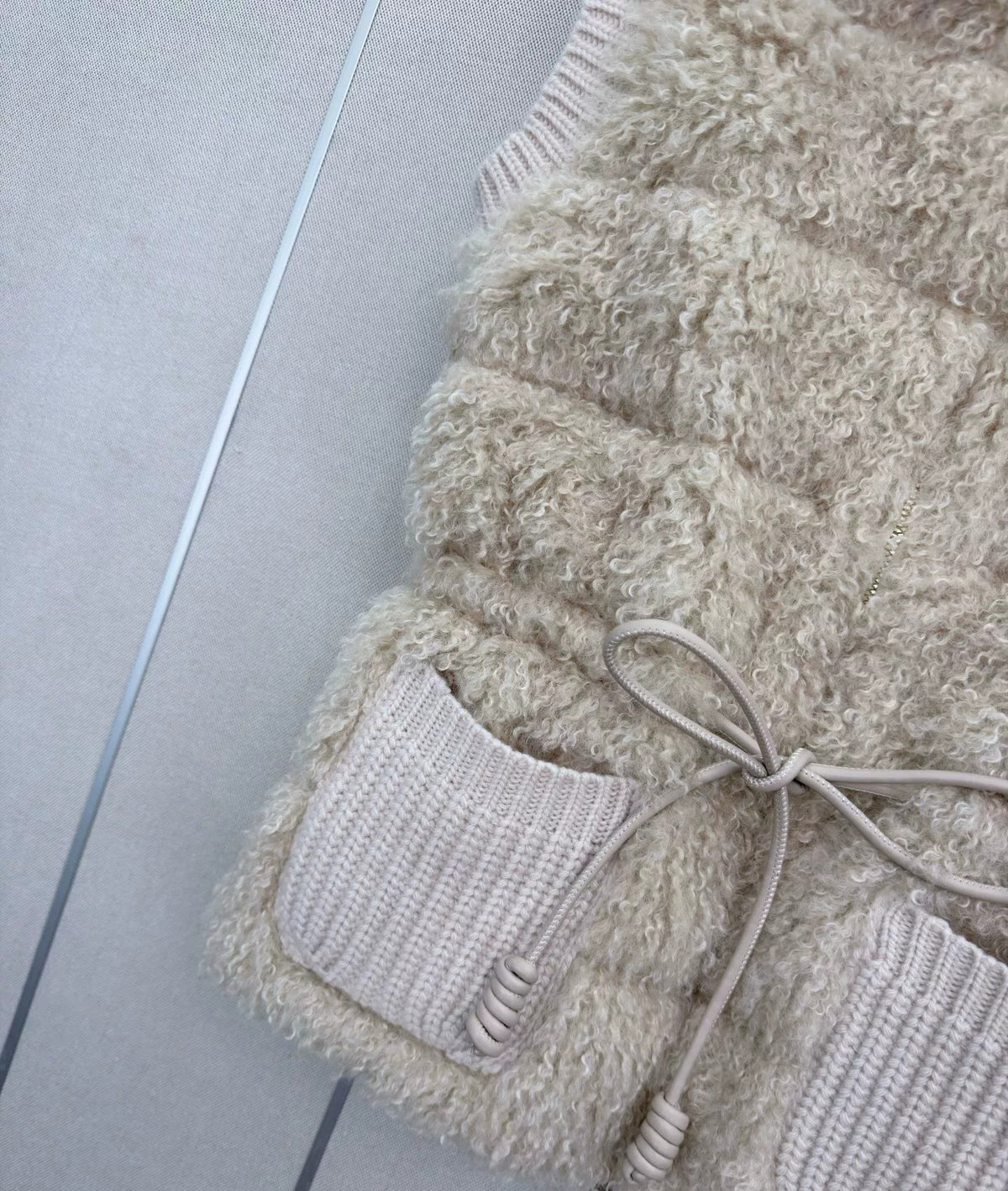 Shearling & Knit Collar Down Vest