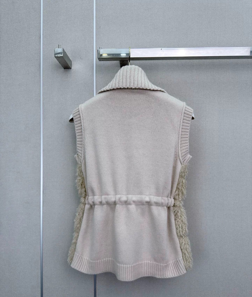 Shearling & Knit Collar Down Vest