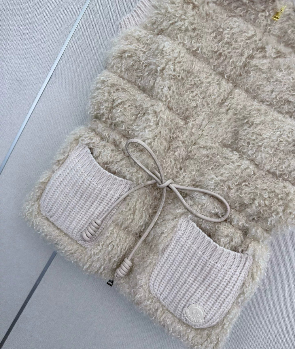 Shearling & Knit Collar Down Vest