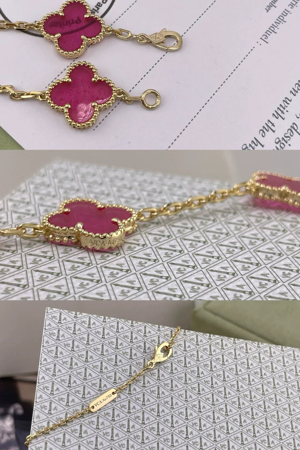 Bubble Pink Clover Necklace