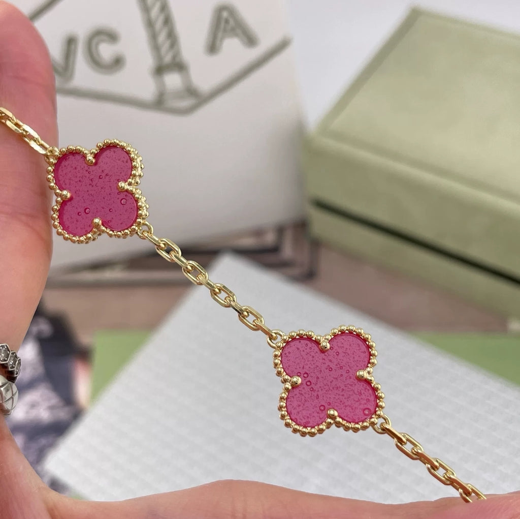 Bubble Pink Clover Necklace