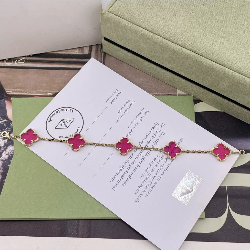 Bubble Pink Clover Necklace