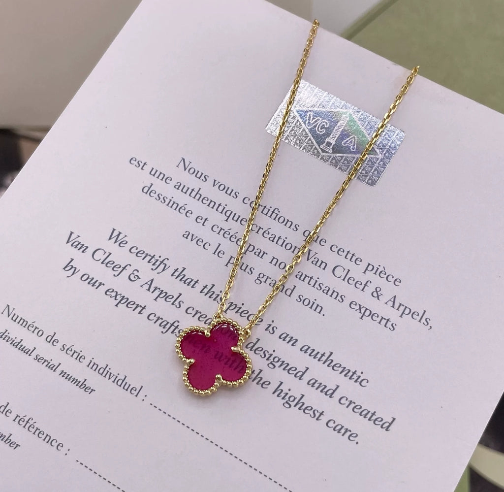 Bubble Pink Clover Necklace