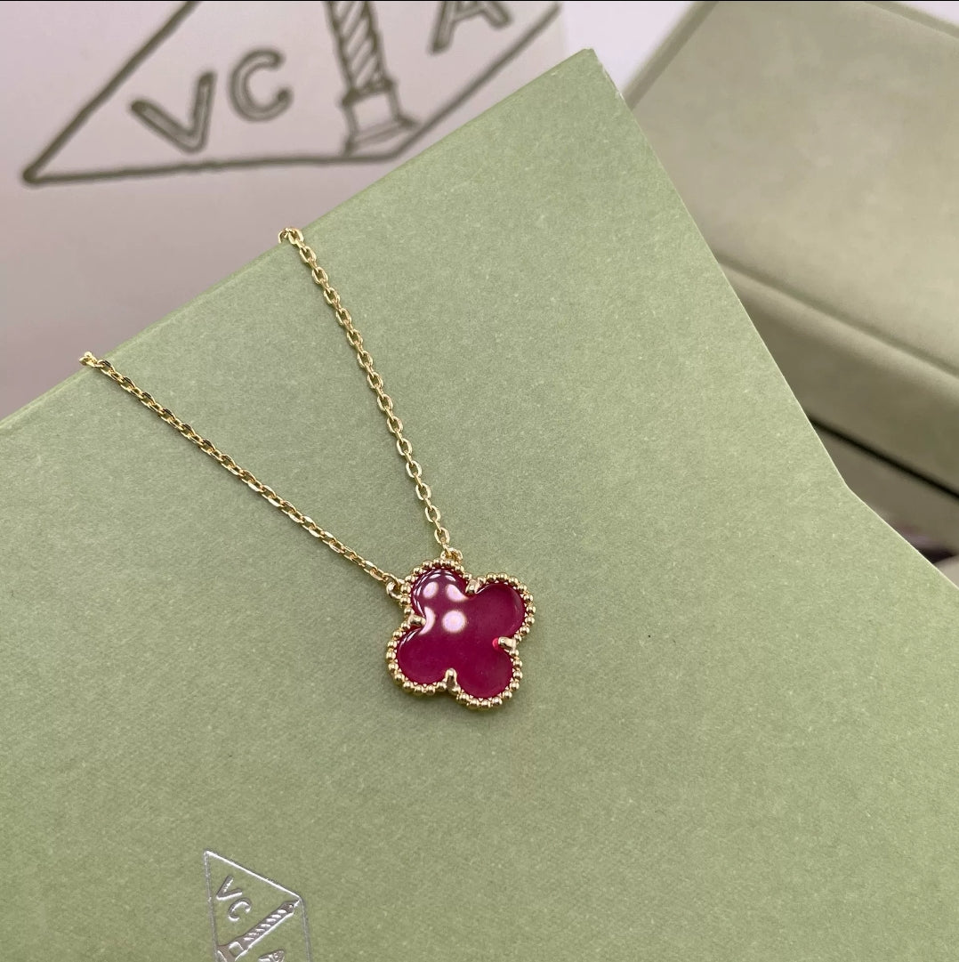 Bubble Pink Clover Necklace
