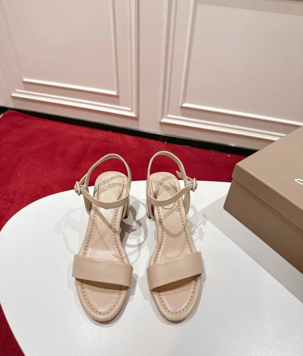 Round-Toe Block Heel Lace-Up Sandals
