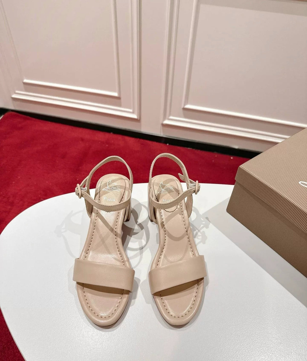 Round-Toe Block Heel Lace-Up Sandals