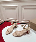 Round-Toe Block Heel Lace-Up Sandals