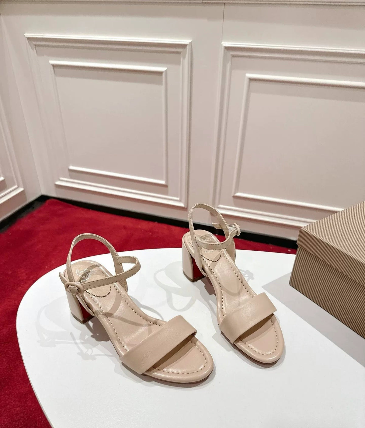 Round-Toe Block Heel Lace-Up Sandals