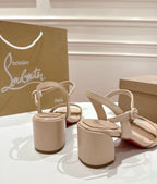 Round-Toe Block Heel Lace-Up Sandals
