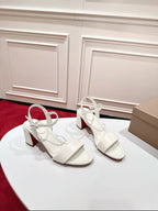 Round-Toe Block Heel Lace-Up Sandals