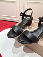 Round-Toe Block Heel Lace-Up Sandals