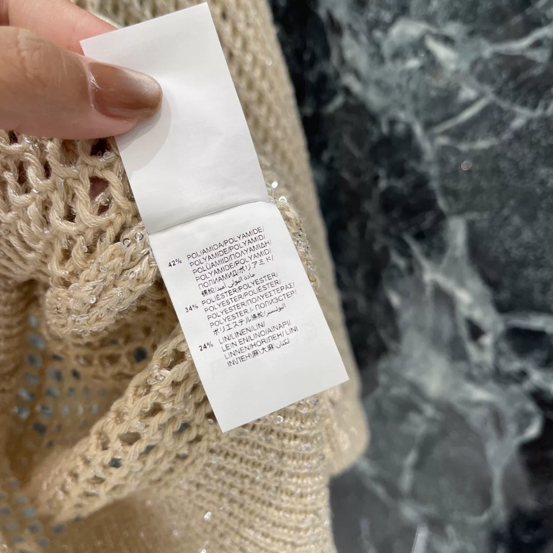 Openwork Knit V-Neck Cardigan