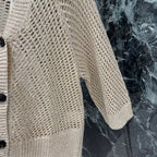 Openwork Knit V-Neck Cardigan